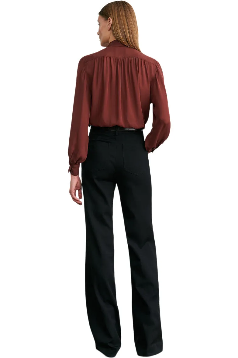 Nili Lotan Revi Silk Blouse in Burgundy Smart Comfort