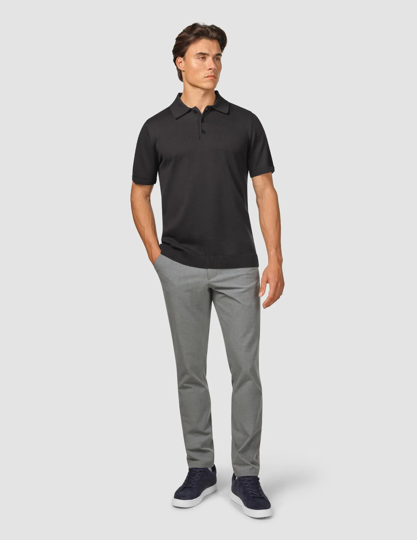 Holiday Casual Casual Appeal Everyday Knit Short Sleeve Polo Black