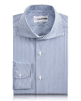 Adjustable Cuff Closure Lightweight Weave Blue Candy Dress Stripes Shirt