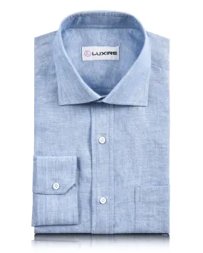 Linen Cotton: Light Blue Chambray Shirt Everyday Wear Flex Fit Collar