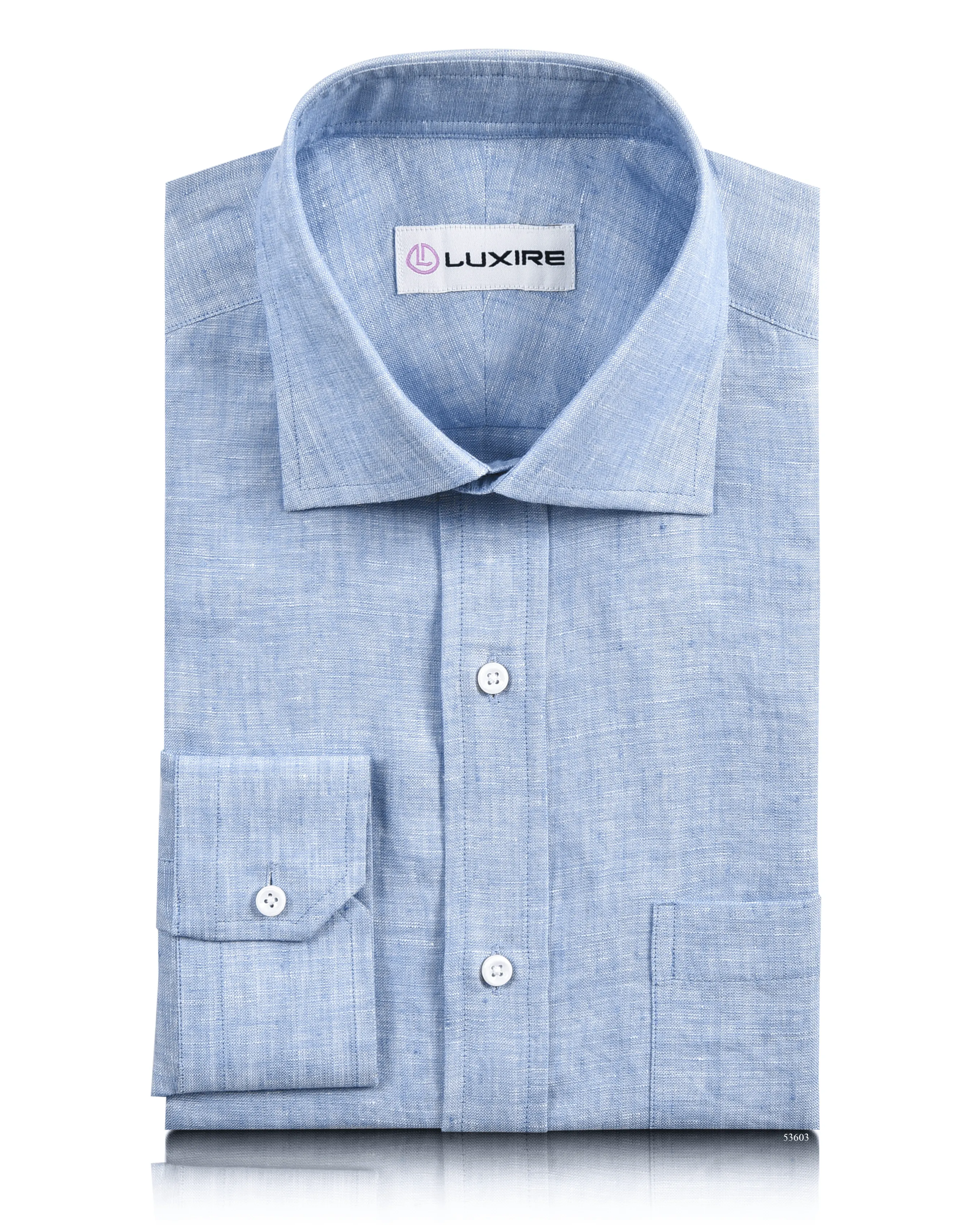 Linen Cotton: Light Blue Chambray Shirt Everyday Wear Flex Fit Collar