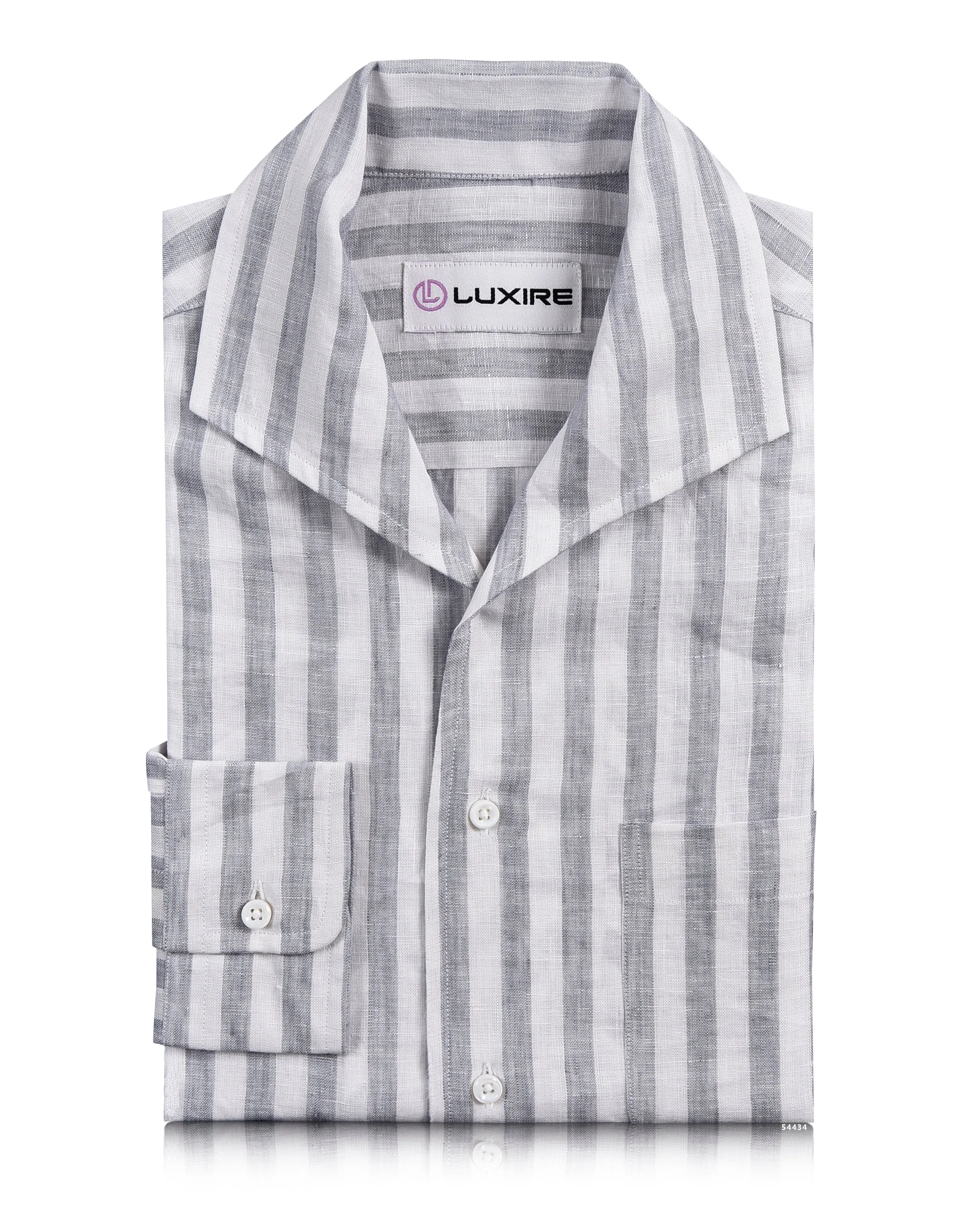 Linen: Grey Tape Stripes On White Shirt Lightweight texture Urban Fashion