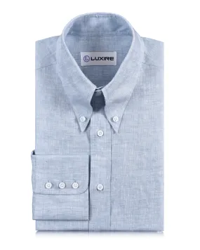 Linen: Pale Blue End on End Cultural Inspired Reinforced Collar