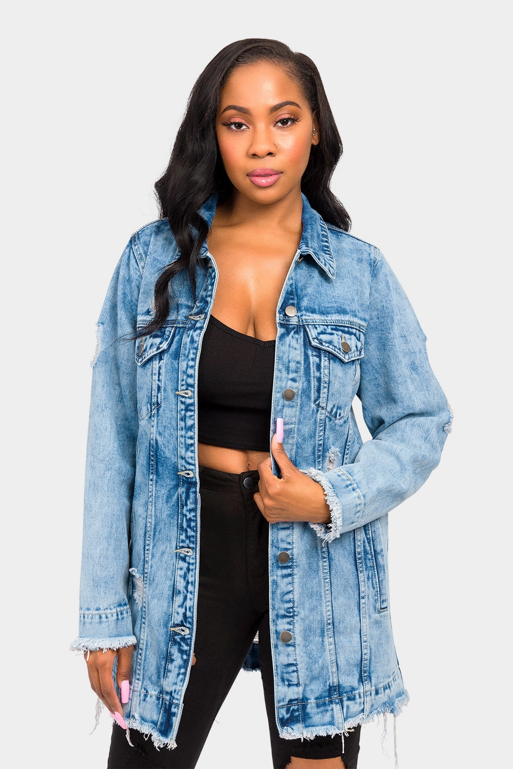 Little Angel Distressed Denim Jacket Smooth Finish