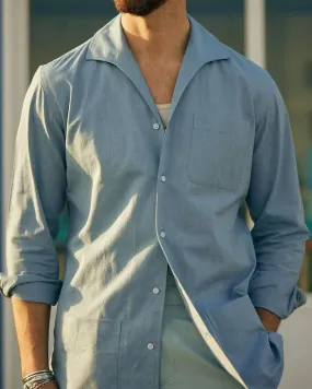 youth trend Premium Quality Air Blue Casual Chambray Shirt with one piece collar placket