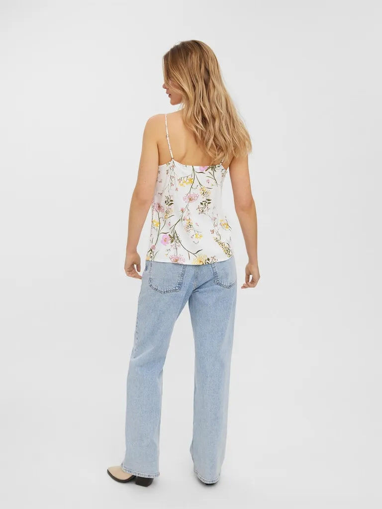 Simply Easy Singlet Top - White Floral Relaxed Look