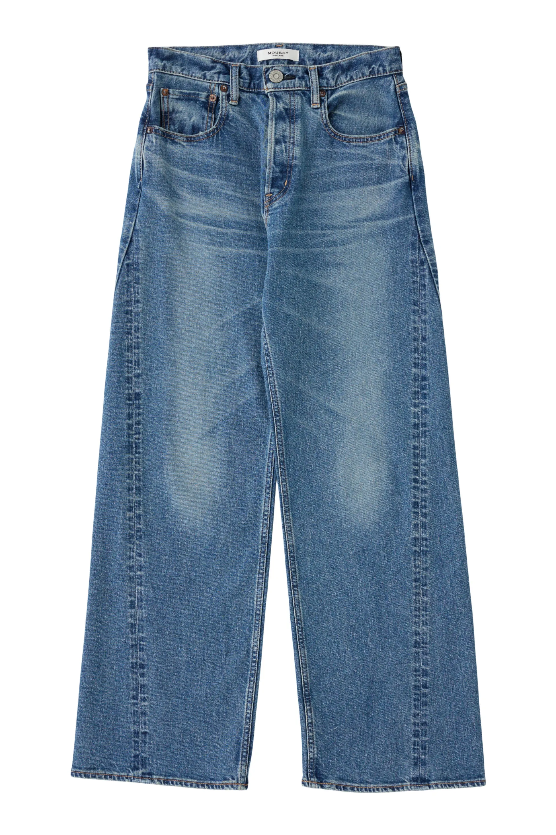 Moussy Denim Salisbury Wide Leg Jeans in Blue Minimal Fashion