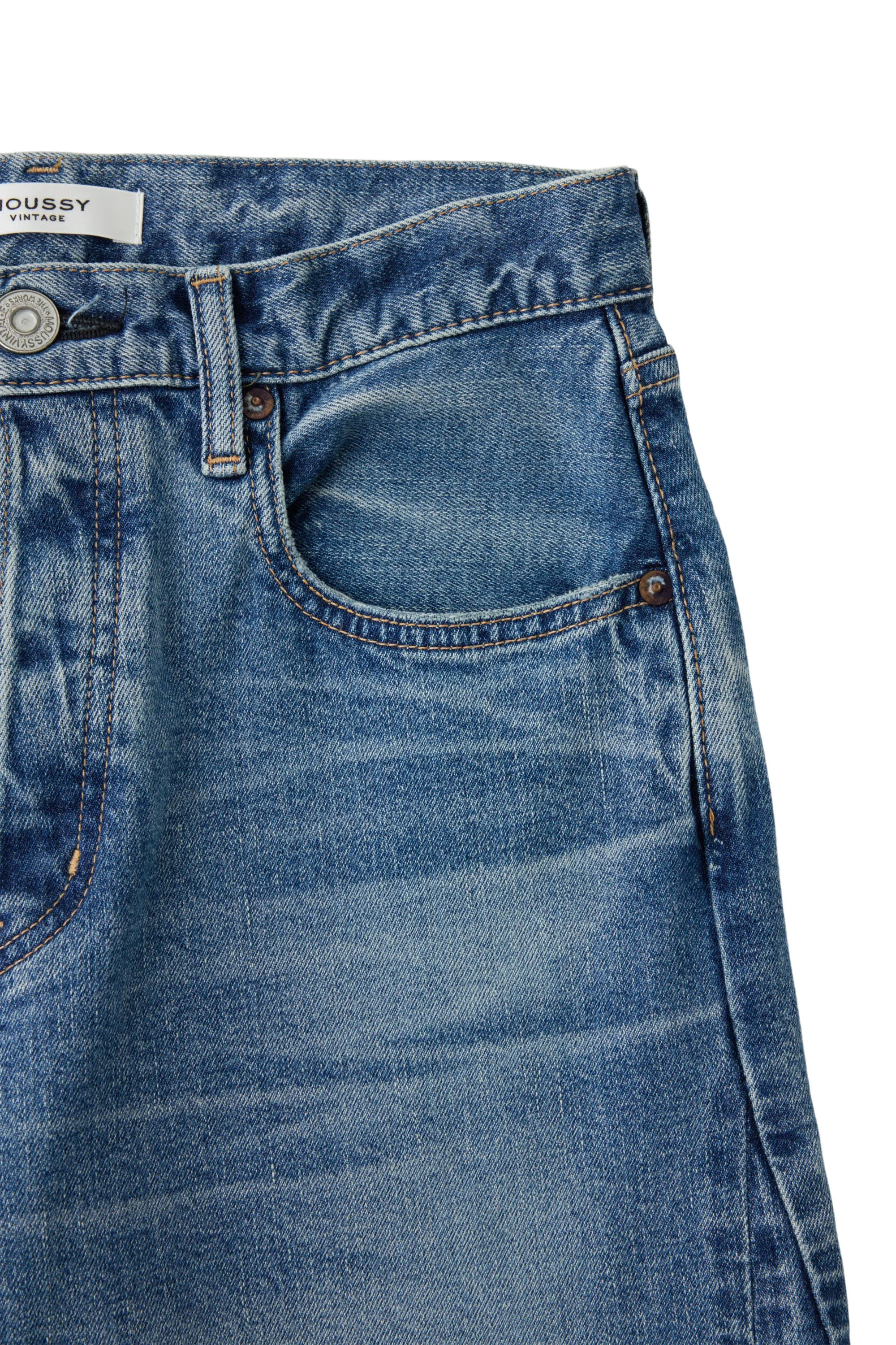 Moussy Denim Salisbury Wide Leg Jeans in Blue standard fit Eco Friendly Dye Process