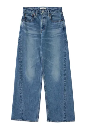 Moussy Denim Salisbury Wide Leg Jeans in Blue Minimal Fashion