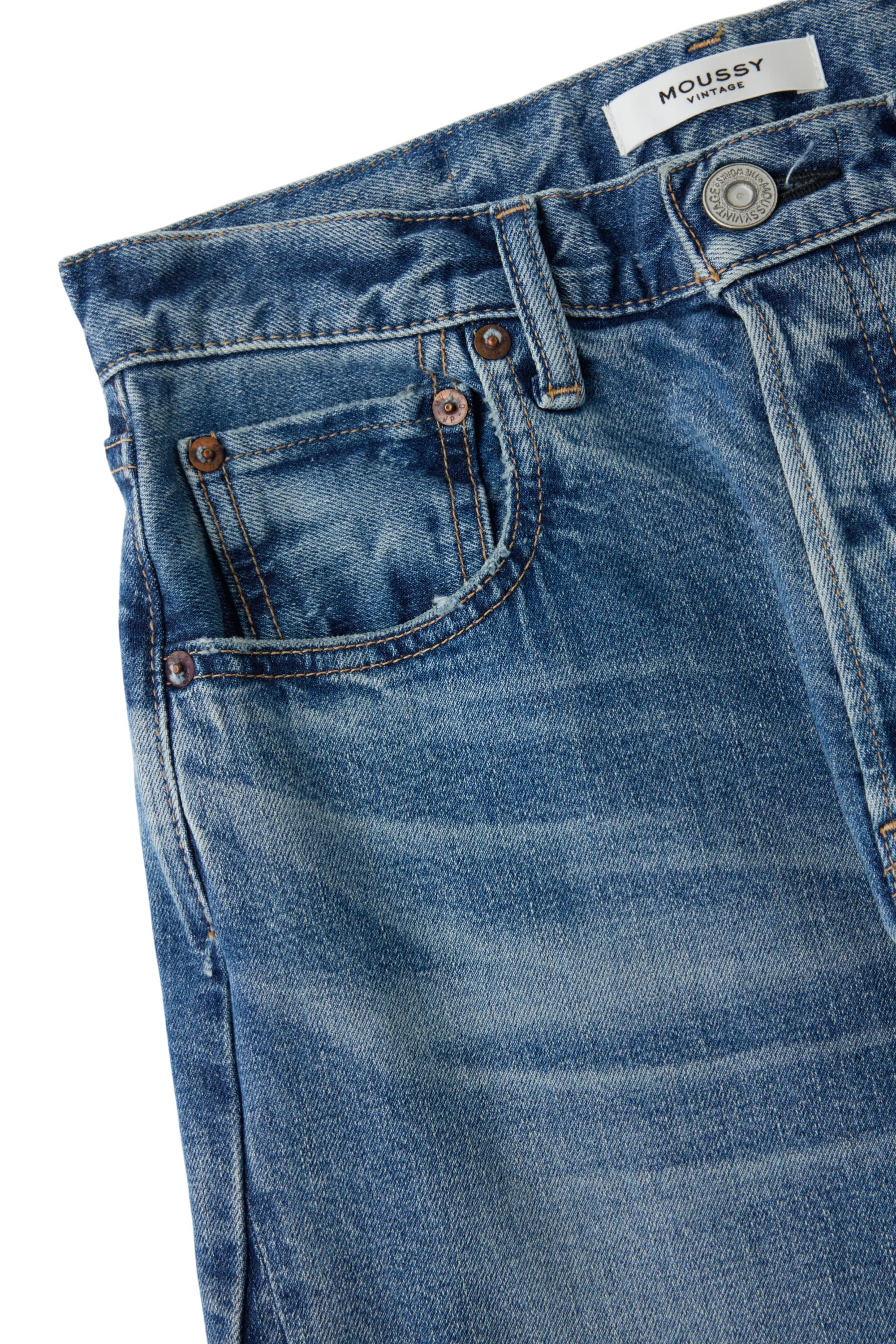 Loose Spring Mood Abrasion Resistant Denim Moussy Denim Salisbury Wide Leg Jeans in Blue