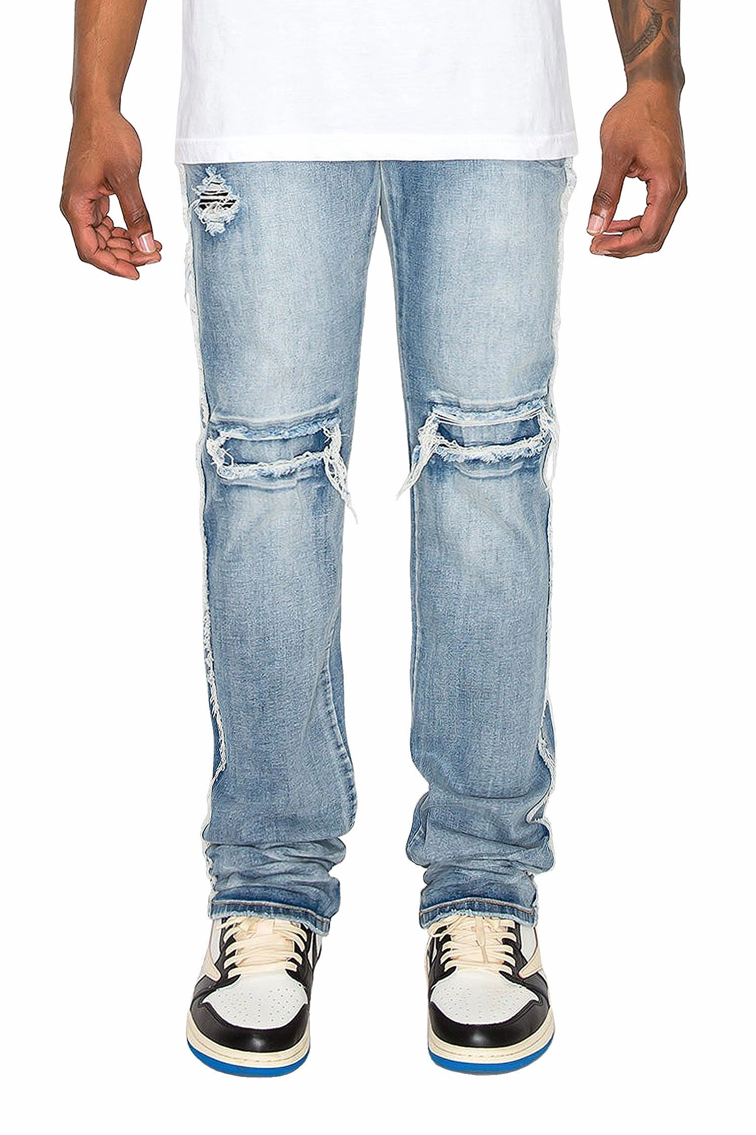 Movement Ready Fit Wool blend Men's Stacked Fit Raw Edge Distressed Denim Jeans