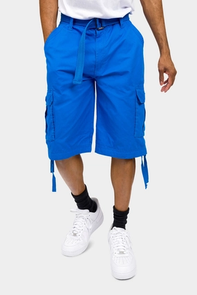 slim fit All Around Fit Solid Color Ripstop Belted Cargo Shorts