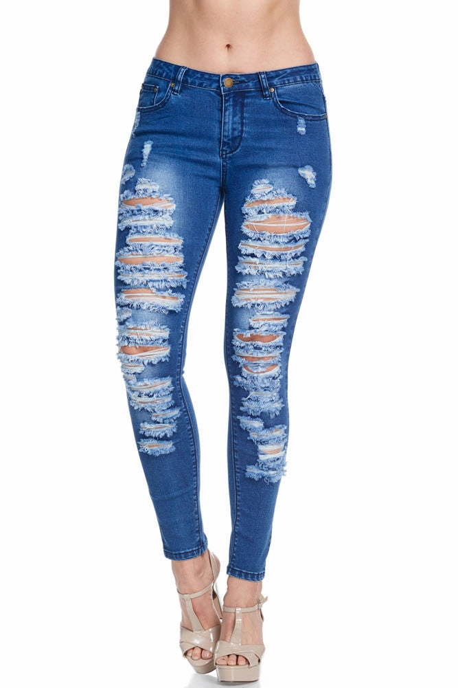 OdorResistantFinish Low-Rise Destroyed Skinny Jeans