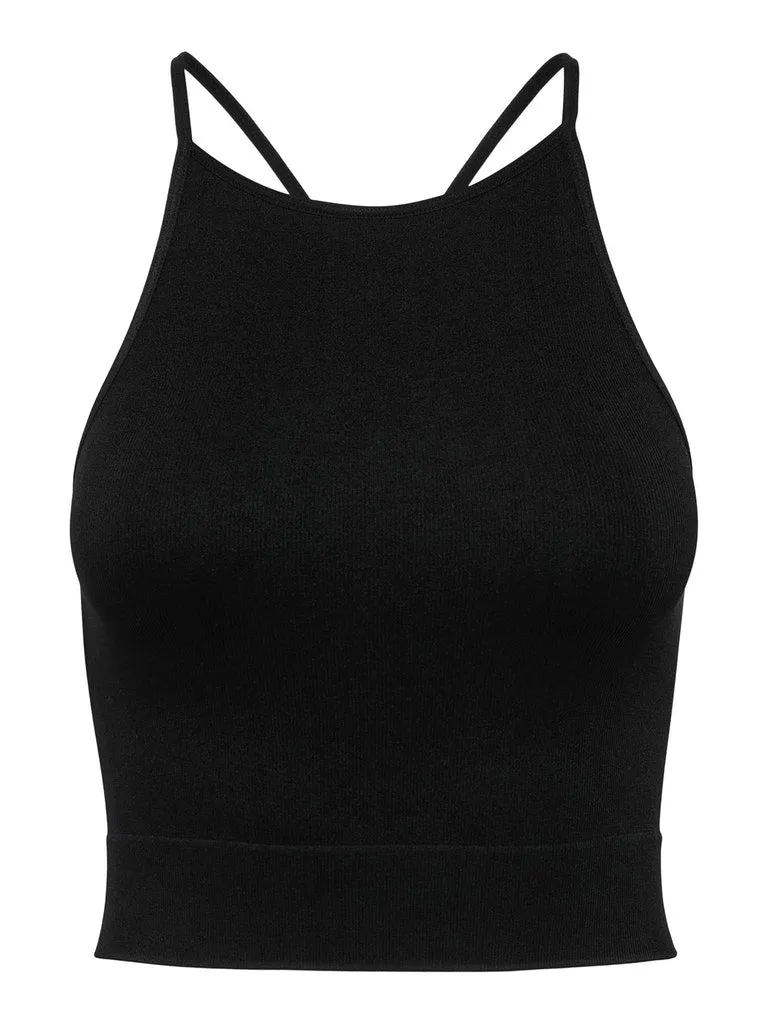 Lucy Seamless Highneck Top - Black TemperatureRegulatingLining