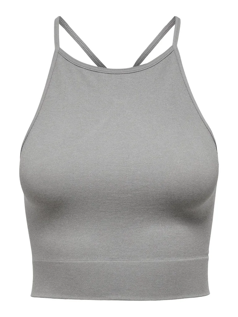 SeamlessDesign Hidden Zipper Closure Lucy Seamless Highneck Top - Grey
