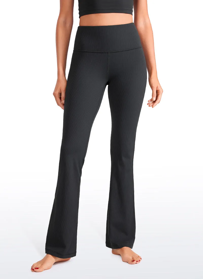 Ribbed High Waist Pocket Flare Leggings 31" Camping Gear For Men Functional Movement