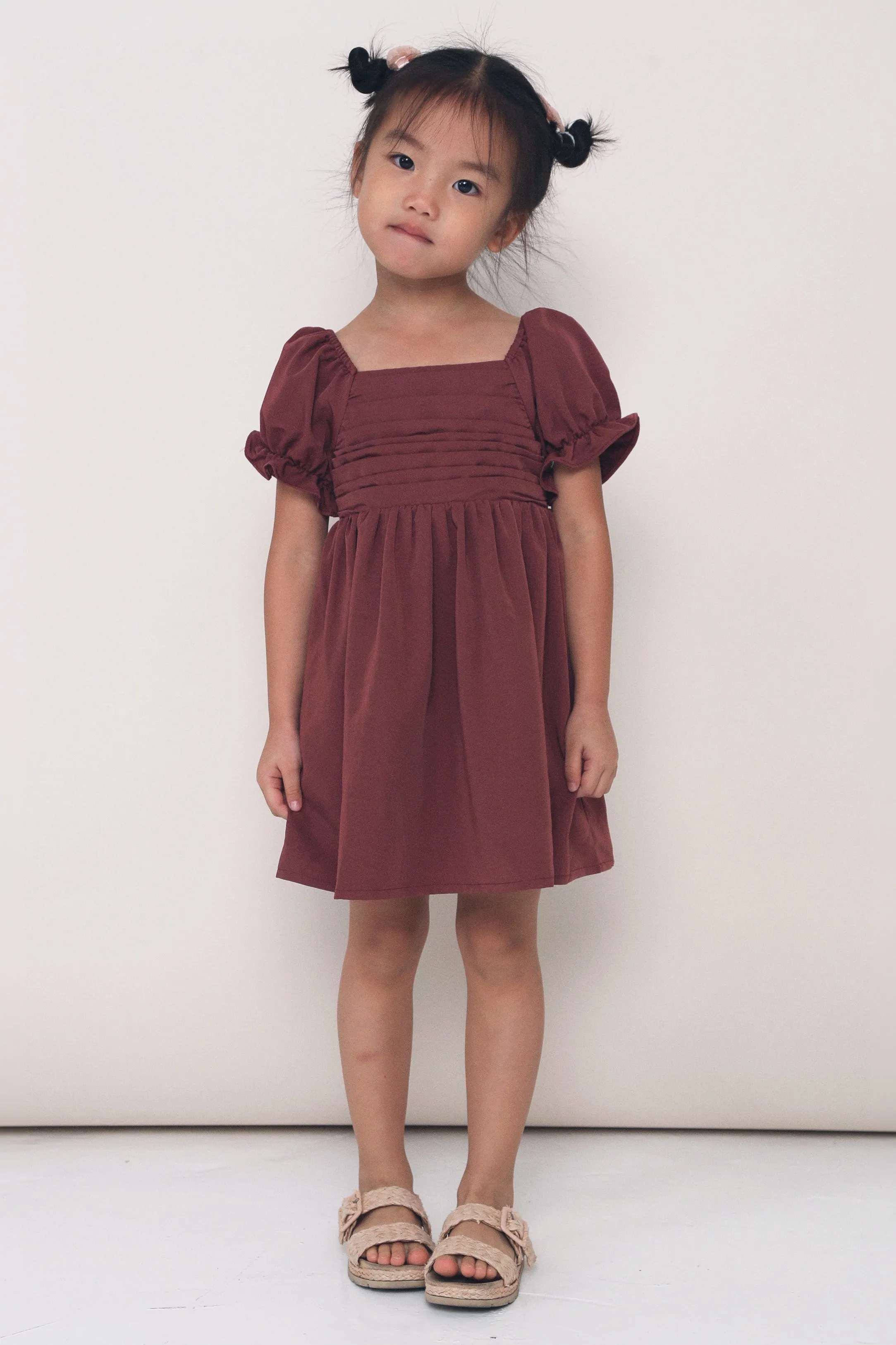 CNY MINI Glennis Ruche Dress Pomegranate Layered Movement