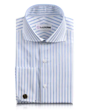 Luxire Gold - White with Blue Stripes Shirt Roomy Cut Premium Finish