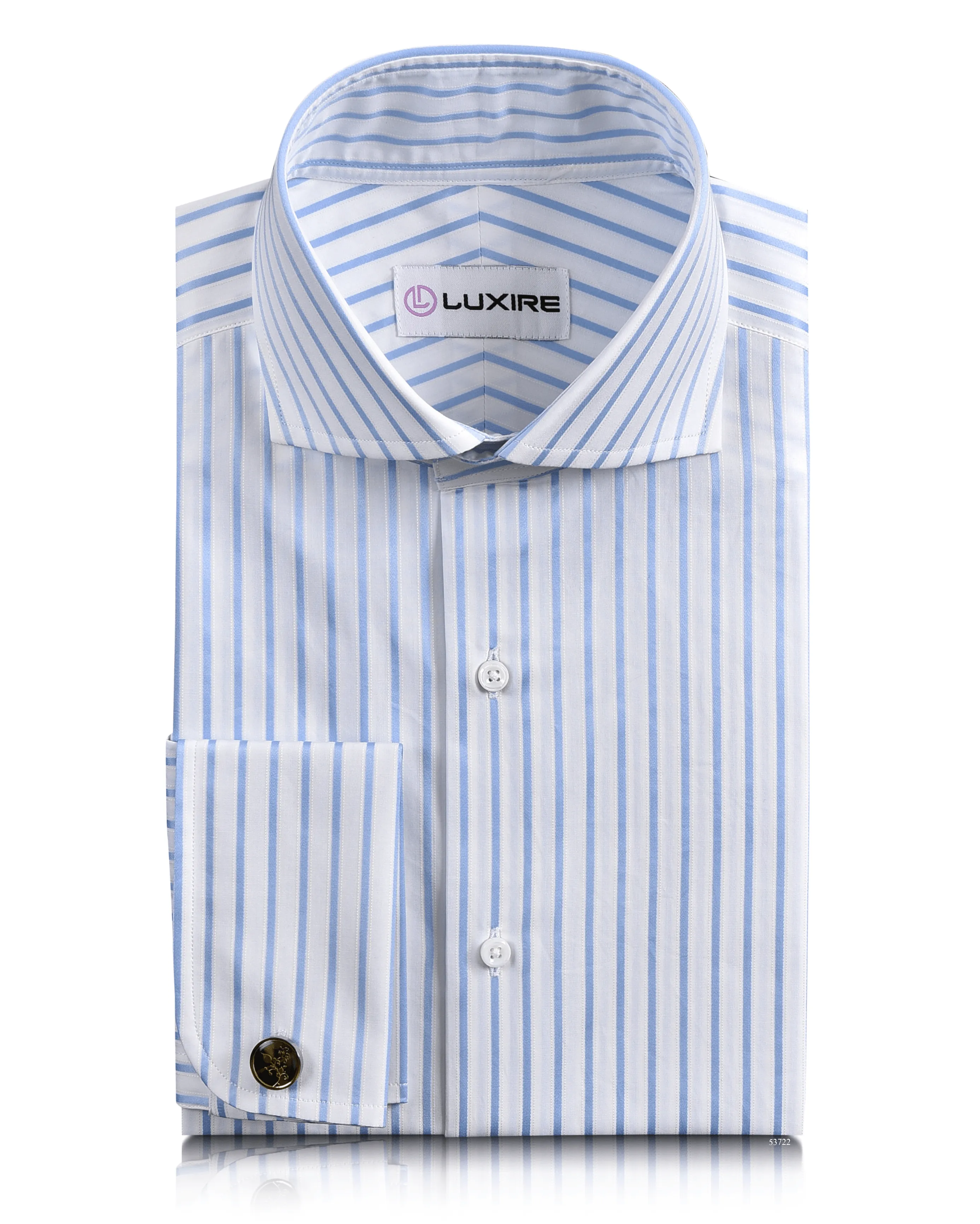 Luxire Gold - White with Blue Stripes Shirt Roomy Cut Premium Finish