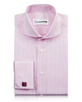 Pink Dress Stripes On White Shirt Versatile Wear Polished Look