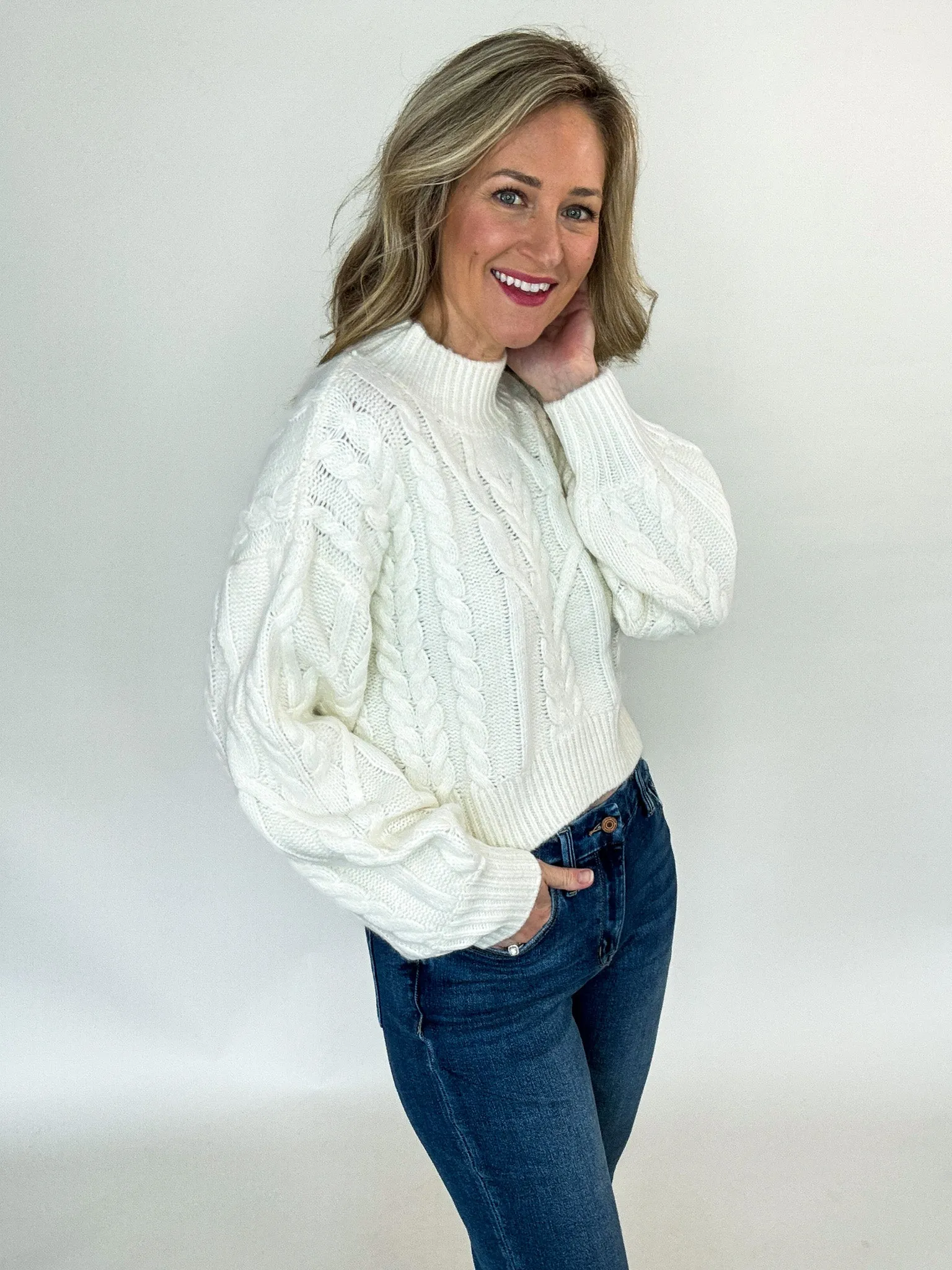 Casual Knit Style Comfy Base Marcie Whisper White Sweater