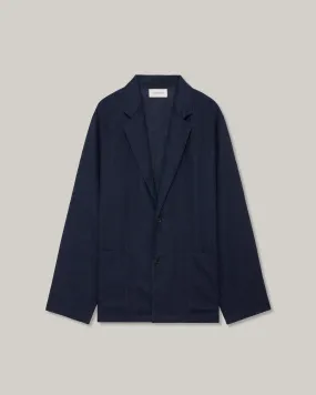 MARKAWARE HEMP SHIRTING SHIRT JACKET - NAVY Oversized Silhouette Seamless Stitching