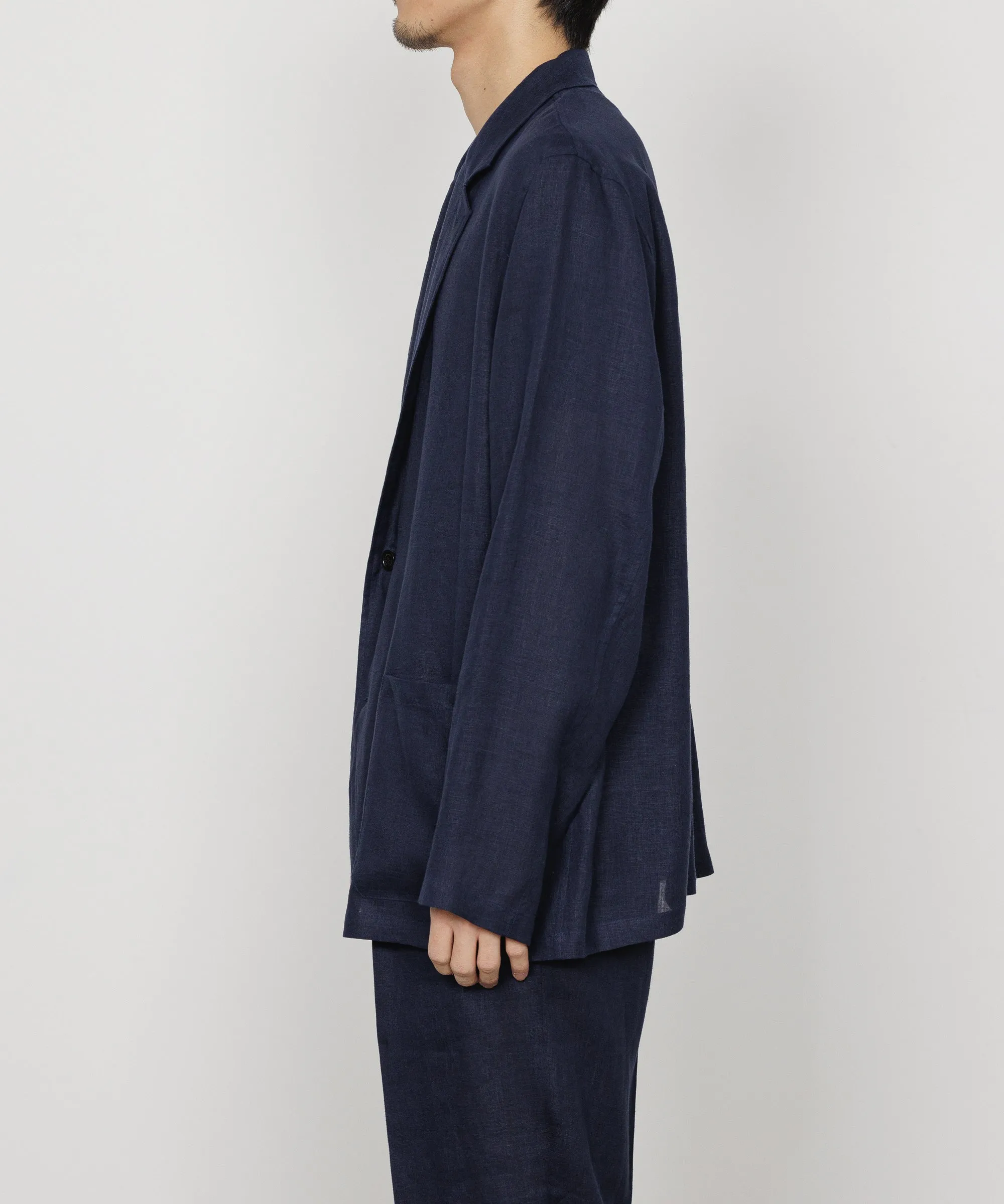 Mid Length MARKAWARE HEMP SHIRTING SHIRT JACKET - NAVY