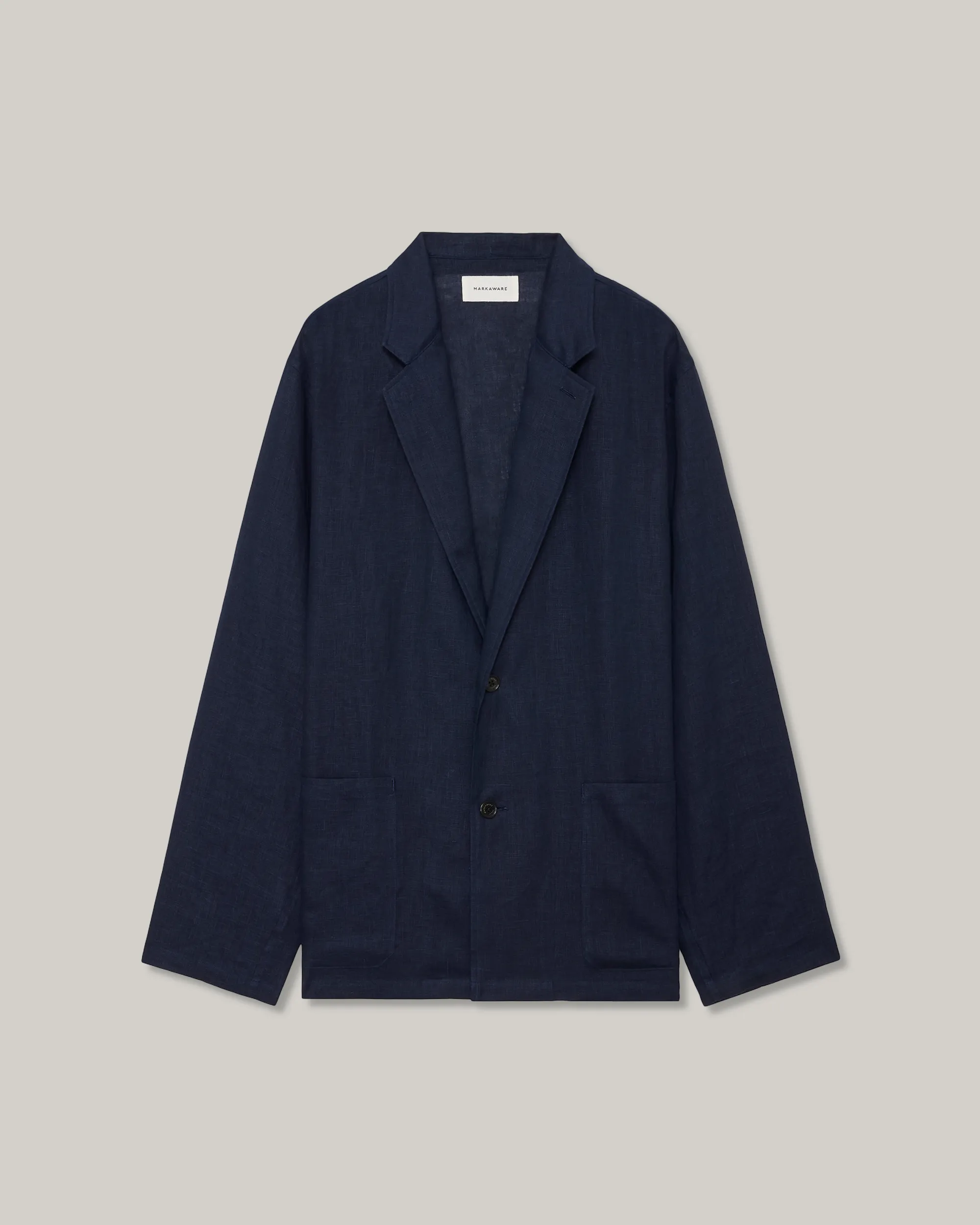 MARKAWARE HEMP SHIRTING SHIRT JACKET - NAVY Oversized Silhouette Seamless Stitching