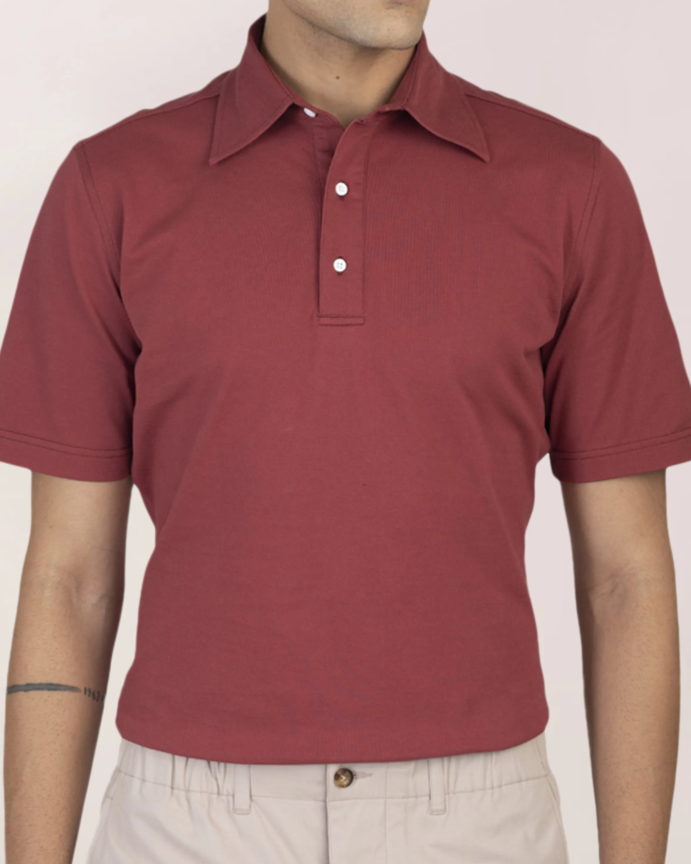 Sweat-Absorbing Marsala Soft Polo T-Shirt