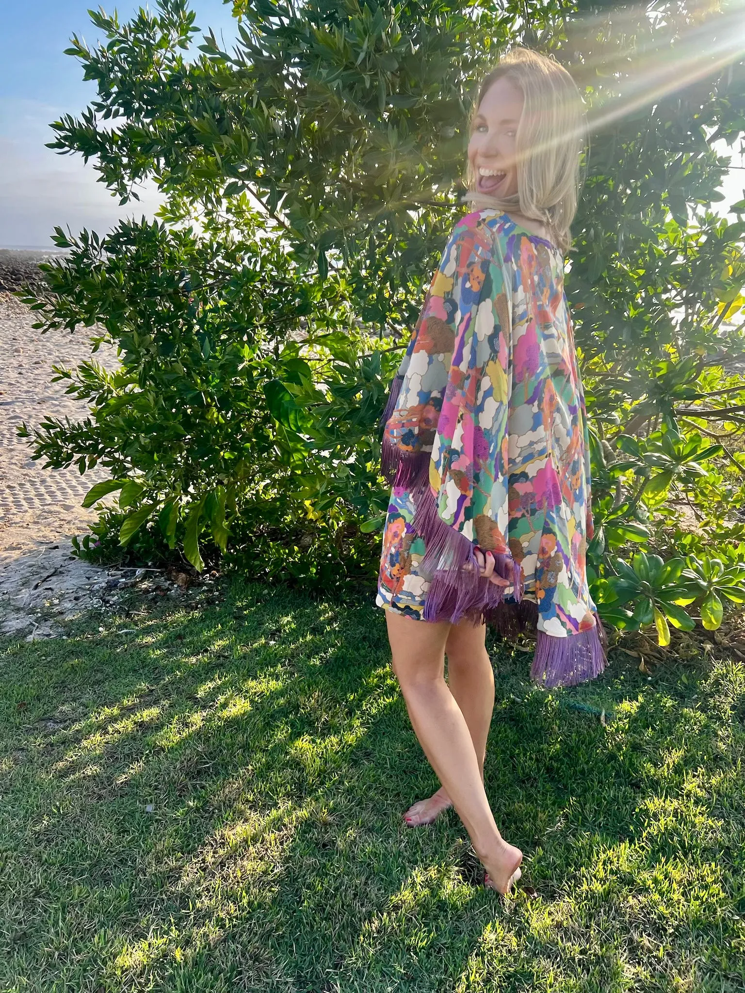 MASON by MASON'S DAUGHTER Kathleen Dress, Printed Crepe de Chin Bless Glow Fluid Cut