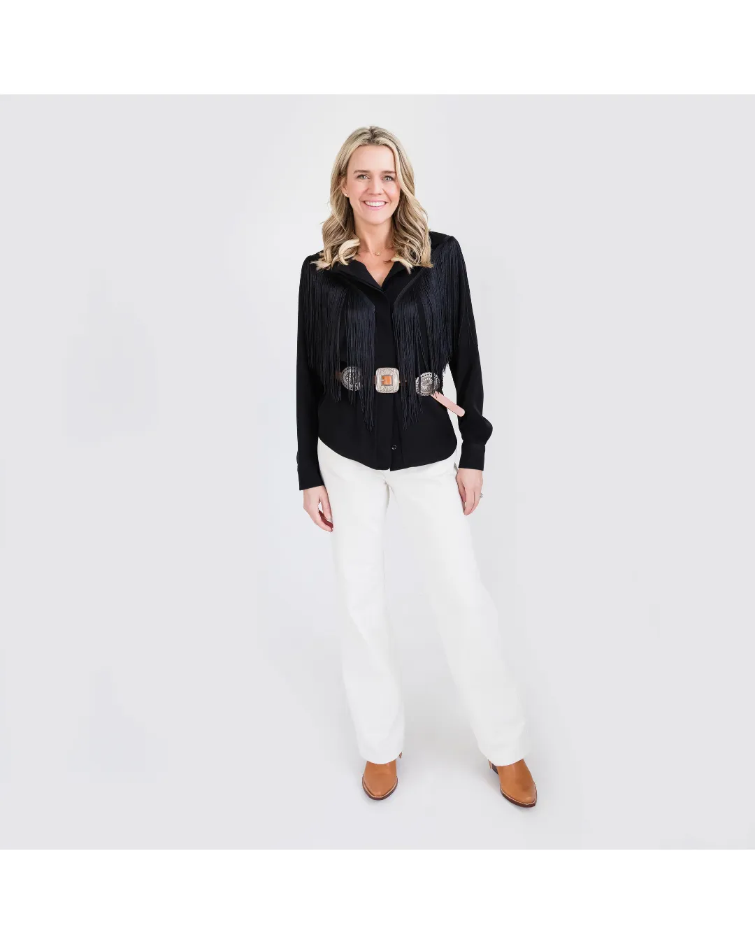 MASON by MASON'S DAUGHTER | Loretta Western Fringe Top, Black AdvancedAirflowChannels