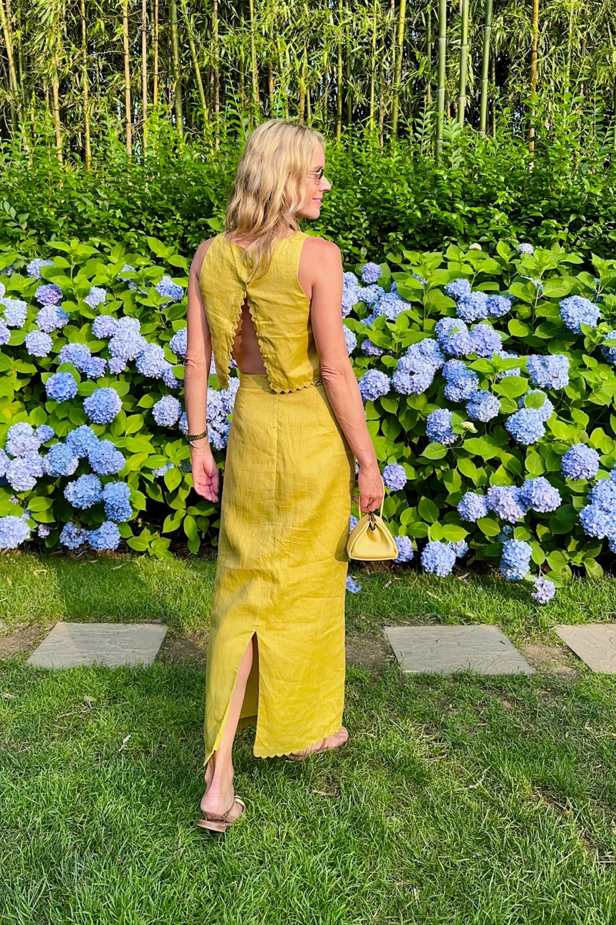 VentilatedMesh MASON'S DAUGHTER | Ella Scallop Top, Chartreuse Linen