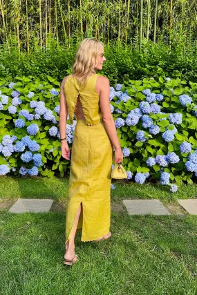 VentilatedMesh MASON'S DAUGHTER | Ella Scallop Top, Chartreuse Linen