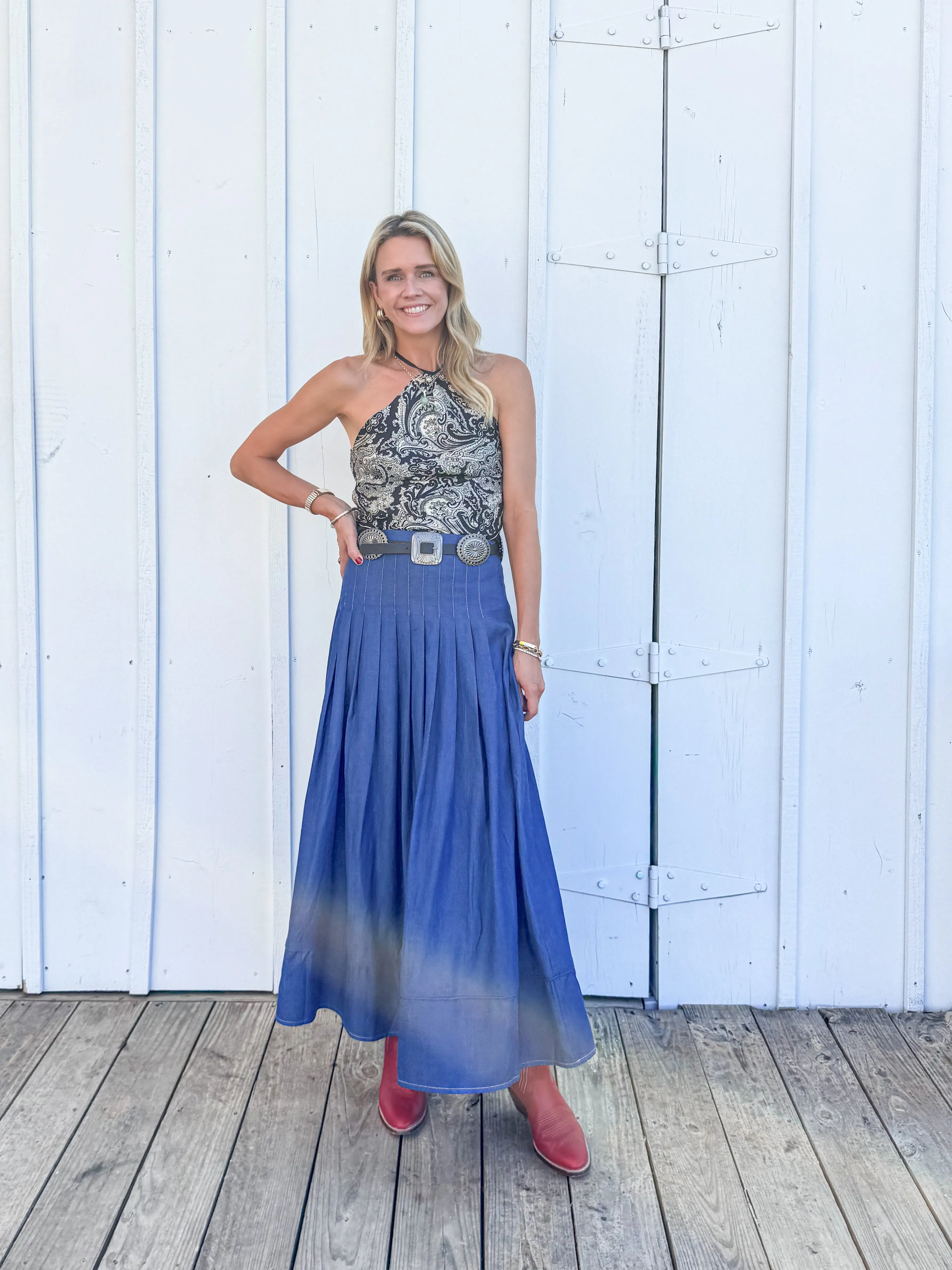 Polished look dress MASON'S DAUGHTER Emma Skirt, Stone Wash Chambray