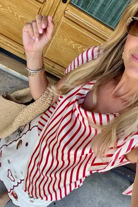 ZipClosure MASON'S DAUGHTER | Lily Scarf Top, Red & White Silk Twill