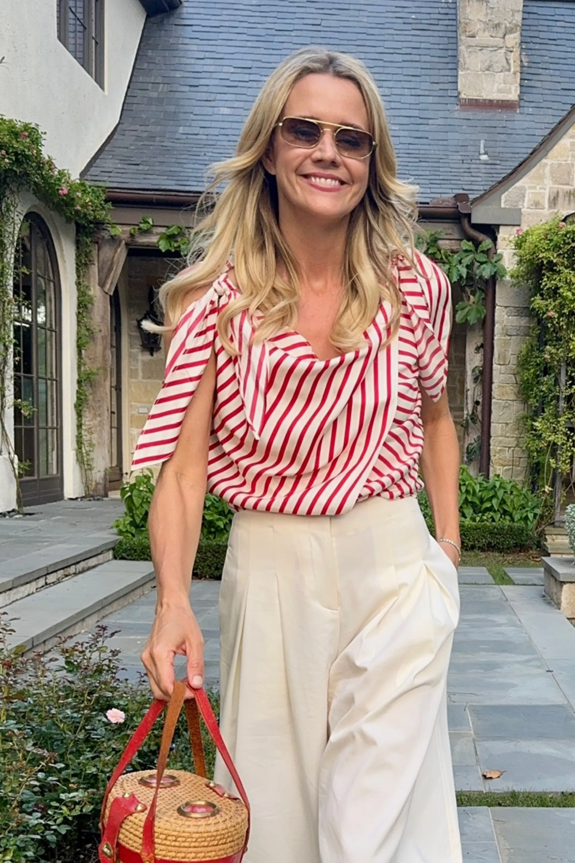 MASON'S DAUGHTER | Lily Scarf Top, Red & White Silk Twill HygienicCoating Anti Static Treatment