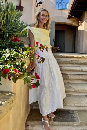 Knit Fabric Technology MASONS DAUGHTER | Lily Scarf Top, Yellow & Yellow Striped