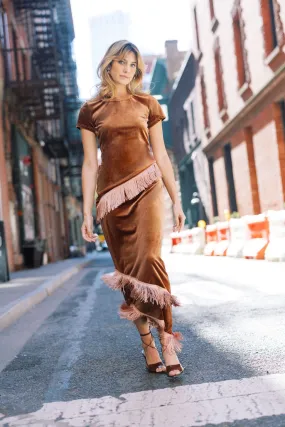 MASON'S DAUGHTER Molly Top, Velvet Fringe Breathable Knit Fabric