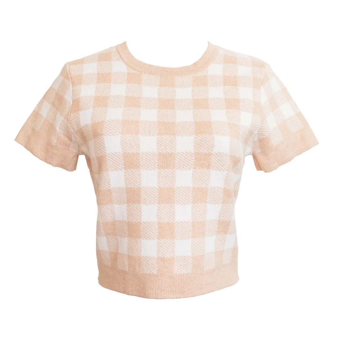 MASON'S DAUGHTER | Stella Knit Top, Blush Gingham AntiOdor