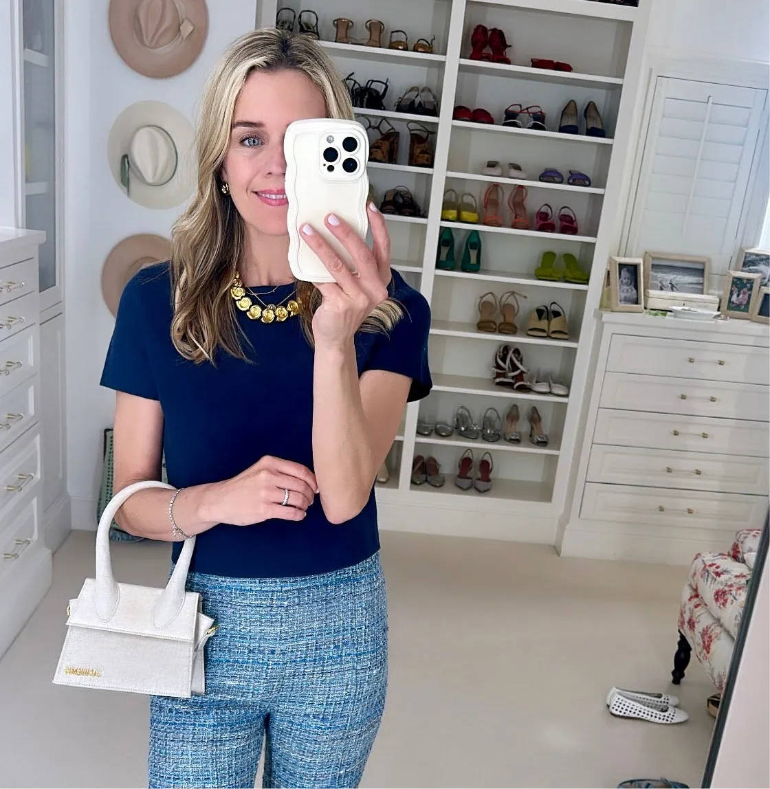 MASON'S DAUGHTER Stella Knit Top, Navy Temperature Control Fabric ComfortStretch