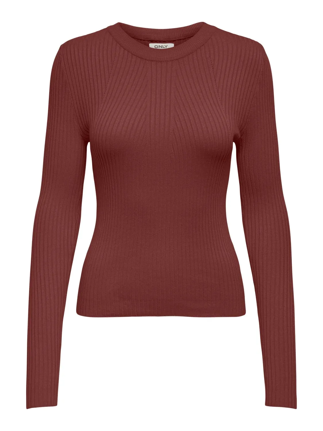 Meddi LS Rib O-Neck Knit Pullover Seamless Stitching