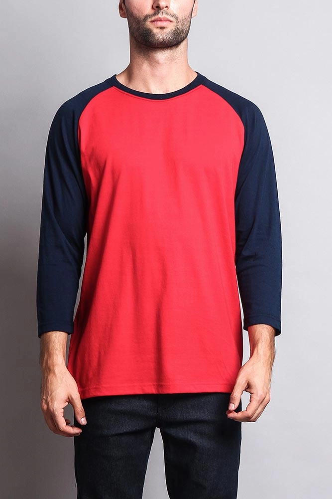 Men's Baseball T-Shirt (Red/Navy) Elasticized Waistband