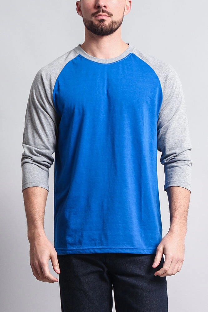 Relaxed Tee SubtleTexture Men's Baseball T-Shirt (Royal Blue/Grey)
