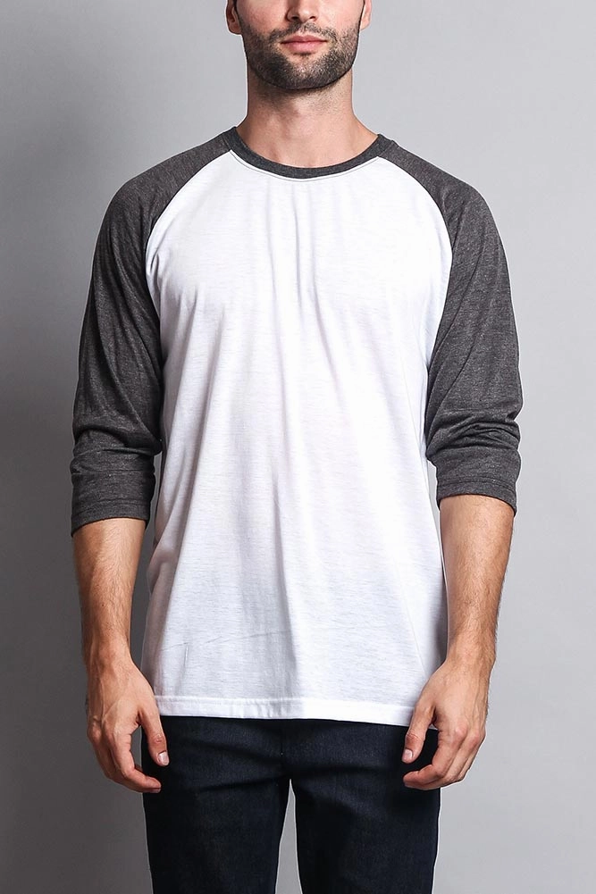 Men's Baseball T-Shirt (White/Charcoal) HoodedVersion