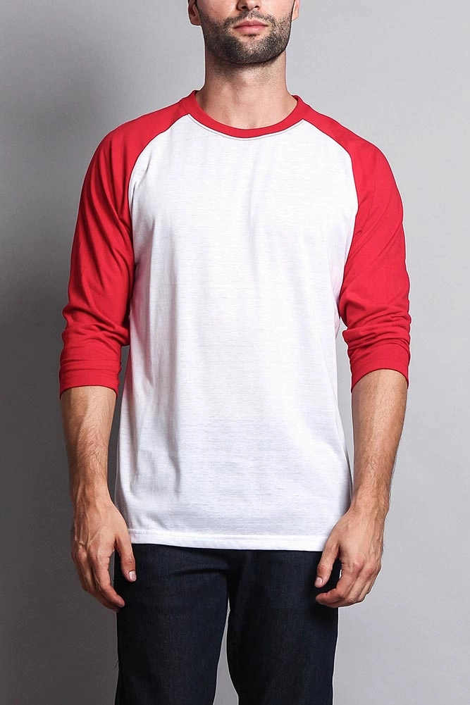 Breathable3DKnit Men's Baseball T-Shirt (White/Red)