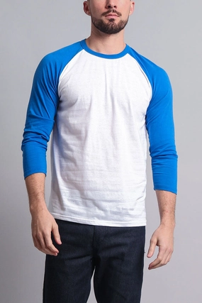 Men's Baseball T-Shirt (White/Royal Blue) VentilatedBackPanel