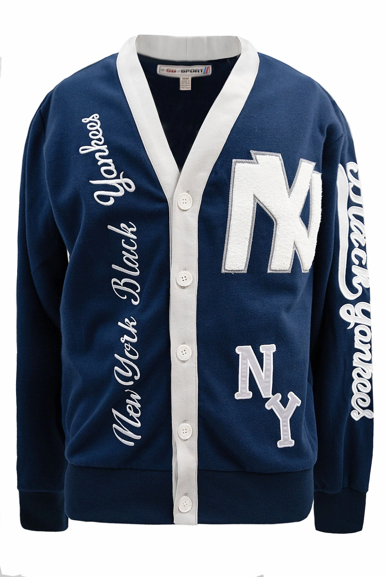 High Visibility Trim Men's Baseball Team Chenille Patch Embroidery Cardigan