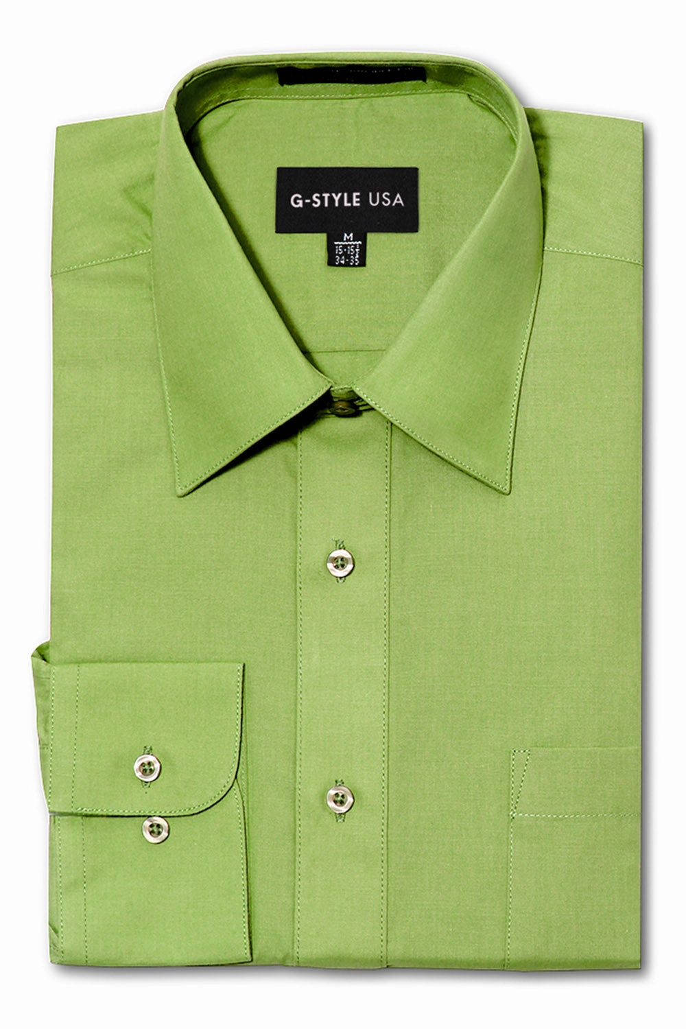 Men's Basic Solid Color Button Up Dress Shirt (Apple Green) Activewear Top Hypoallergenic Lining