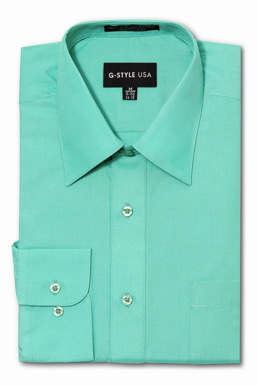 Cozy Sweatshirt Chic Look Men's Basic Solid Color Button Up Dress Shirt (Aqua)
