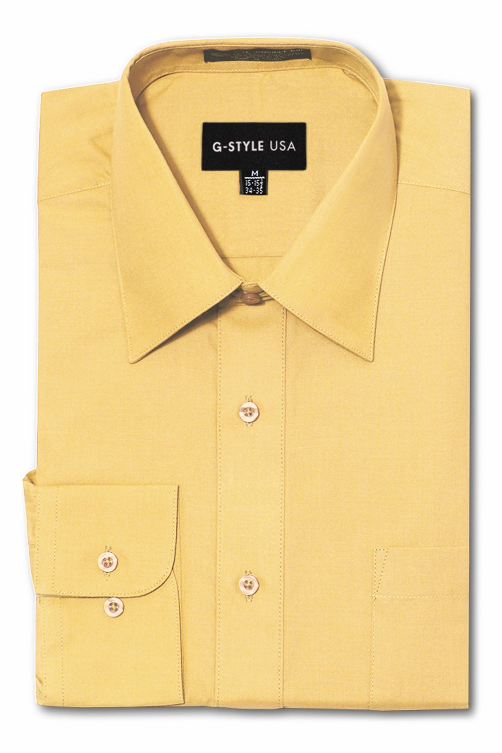 FourWay Stretch Fabric Men's Basic Solid Color Button Up Dress Shirt (Lemon)